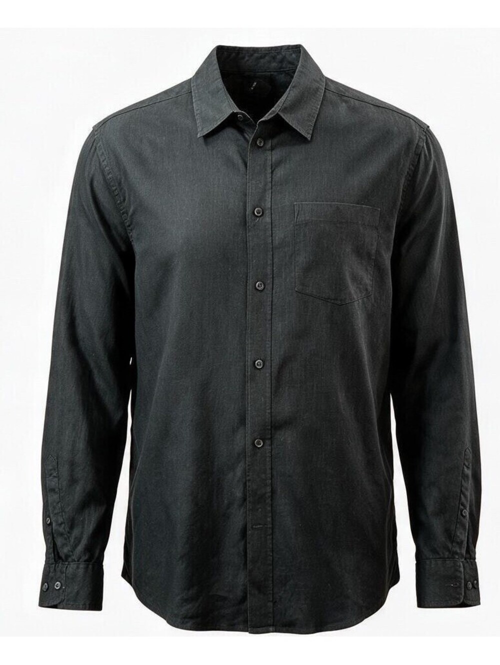 H&M Size M Men’s Black Linen Long Sleeve Button-Down Shirt Coastal Resort